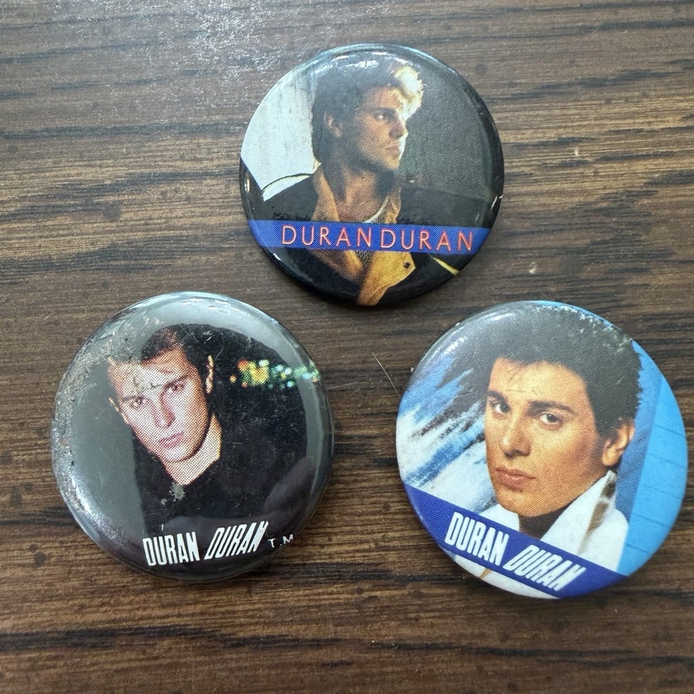 Vintage Duran Duran Pinback Buttons Set Of 3 1980s New Wave Pop